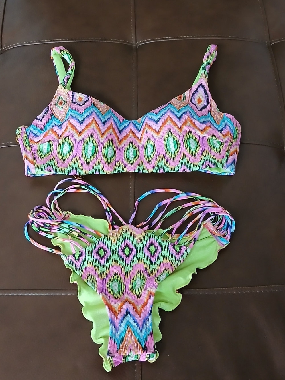 Luli Fama Bikini Set. Colorful Tribal Print Bikini Set Multicolor
